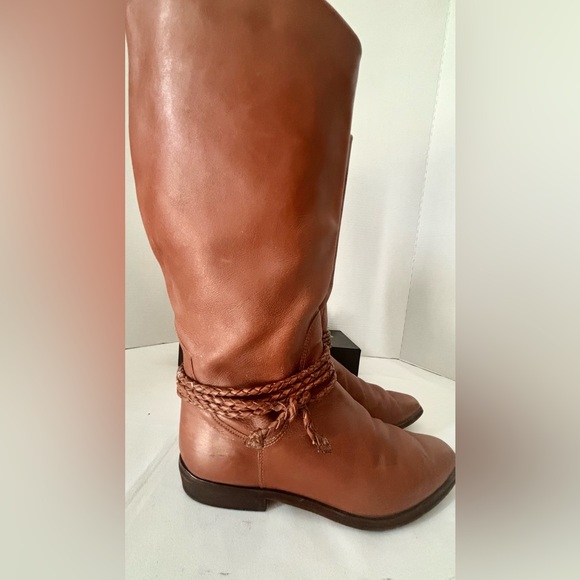 CHESTNUT LEATHER EQUESTRIAN RIDING BOOT. SCRUPLES 18” LOW STACKED HEEL SZ 11 D - Picture 6 of 14